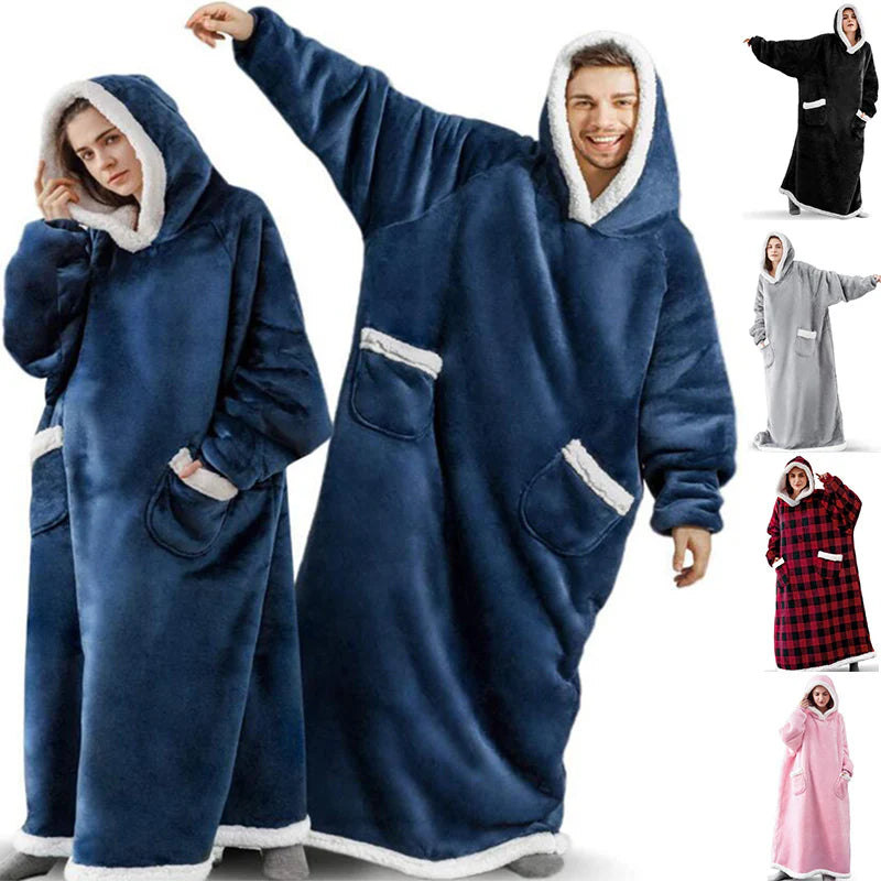 Winter TV Hoodie Blanket Winter Warm Home Clothes Women Men Oversized Pullover with Pockets