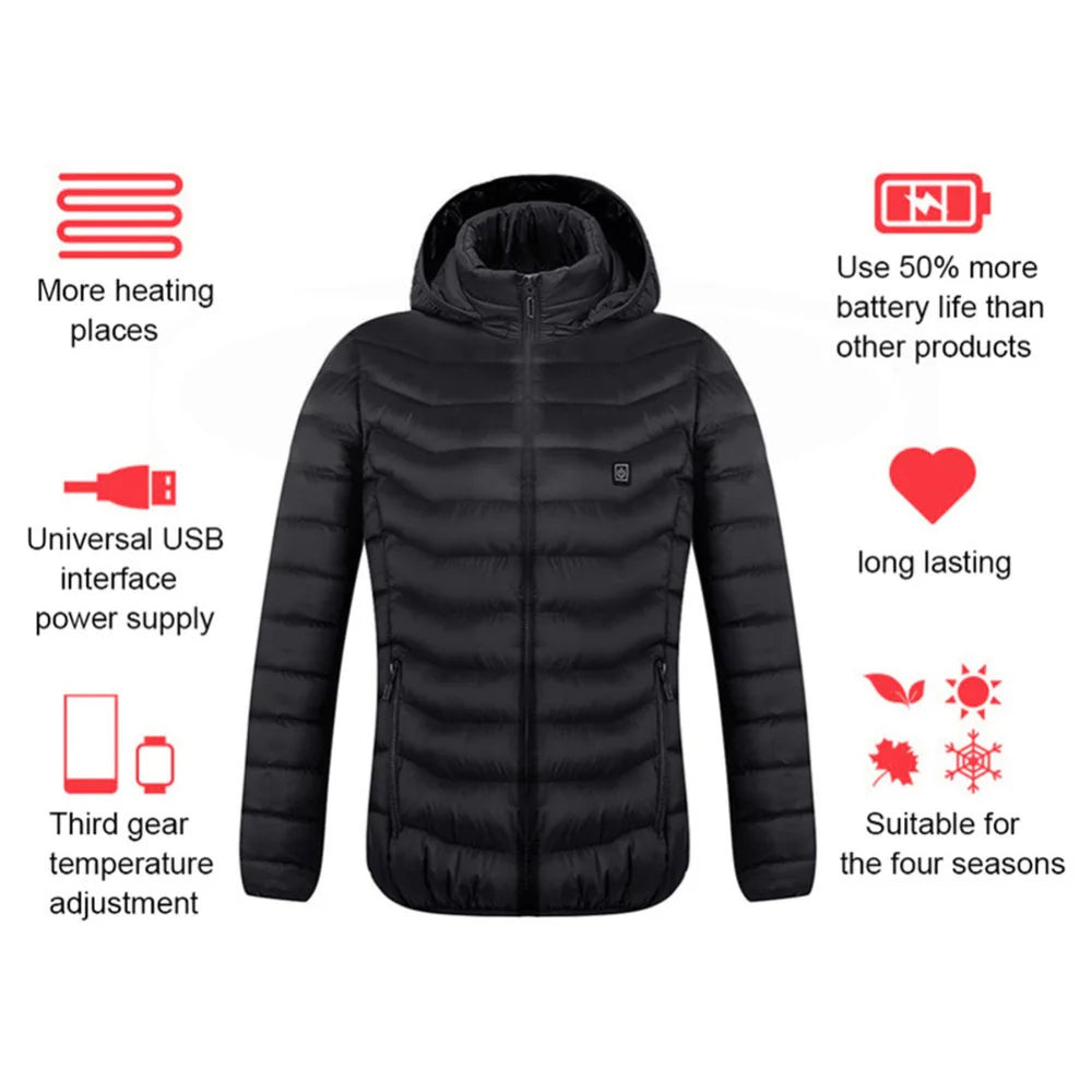 New Heated Jacket Coat USB Electric Jacket Cotton Coat Heater Thermal Clothing Heating Vest Men'S Clothes Winter