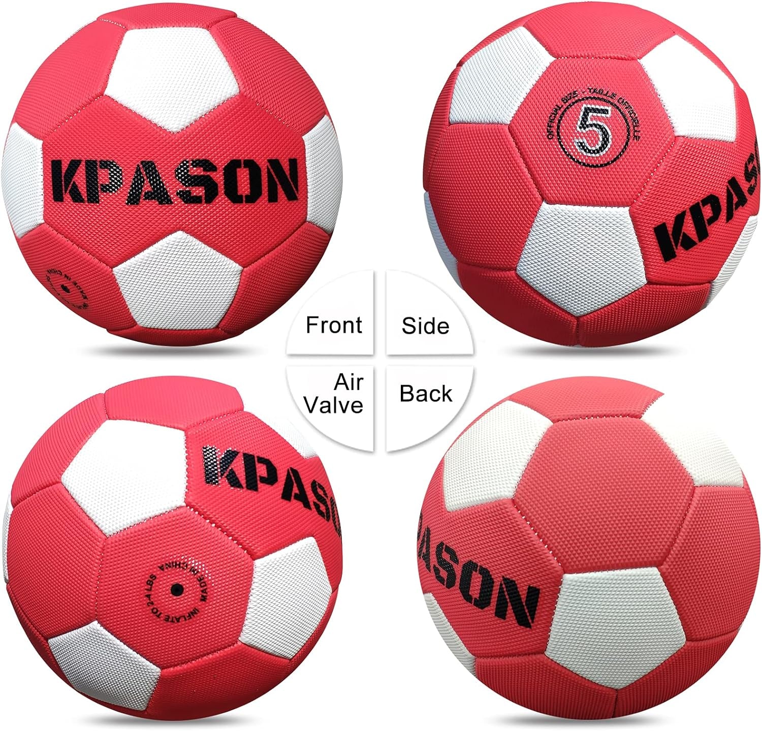 Soccer Ball Size 5 with Pump Beach Soccer Ball for Girls Boys Kids Youth and Adult Training, Sports Soccer Balls Outdoor Indoor Gifts (Red-White)