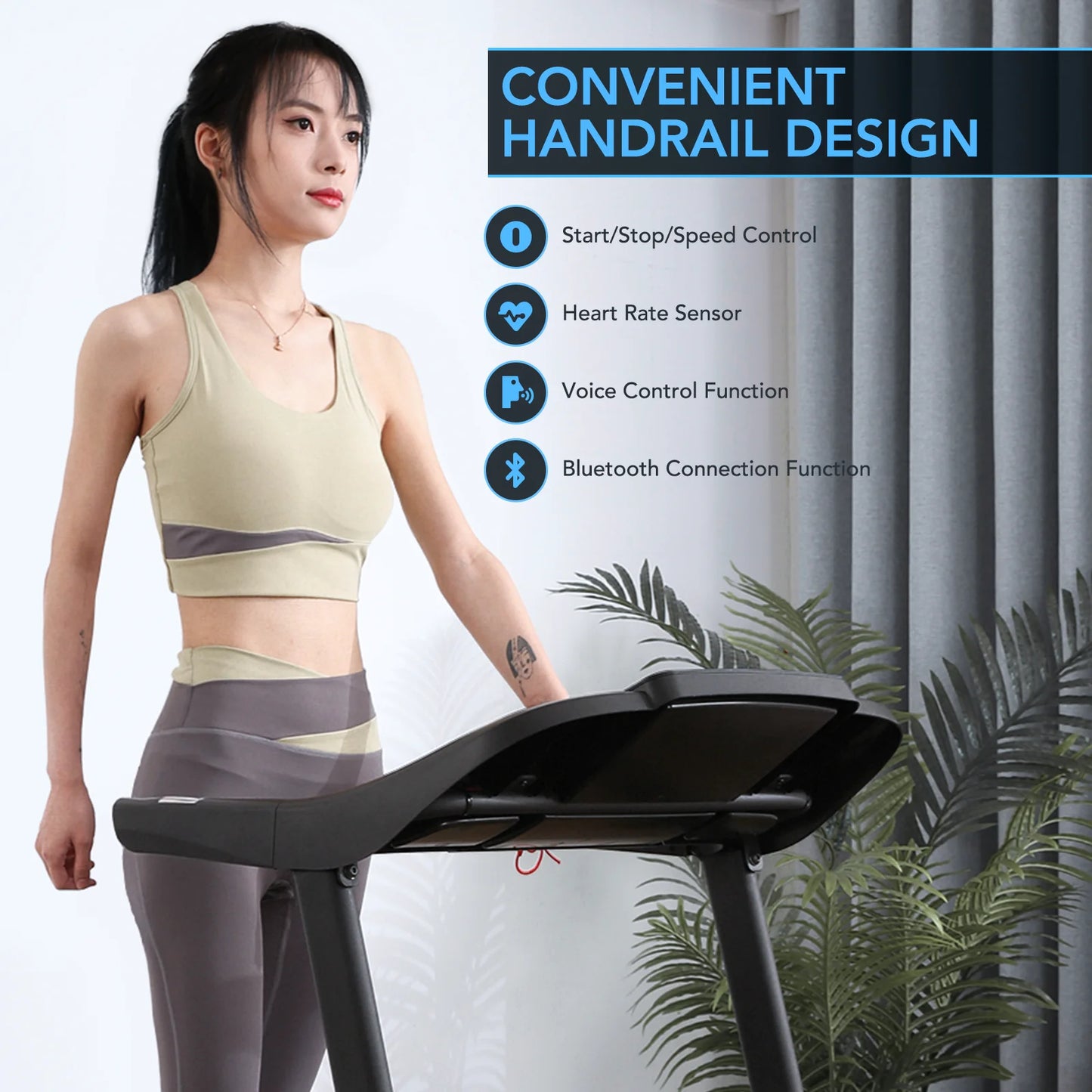 Treadmill Folding Bluetooth Treadmill Machine with Voice Control for Home Use