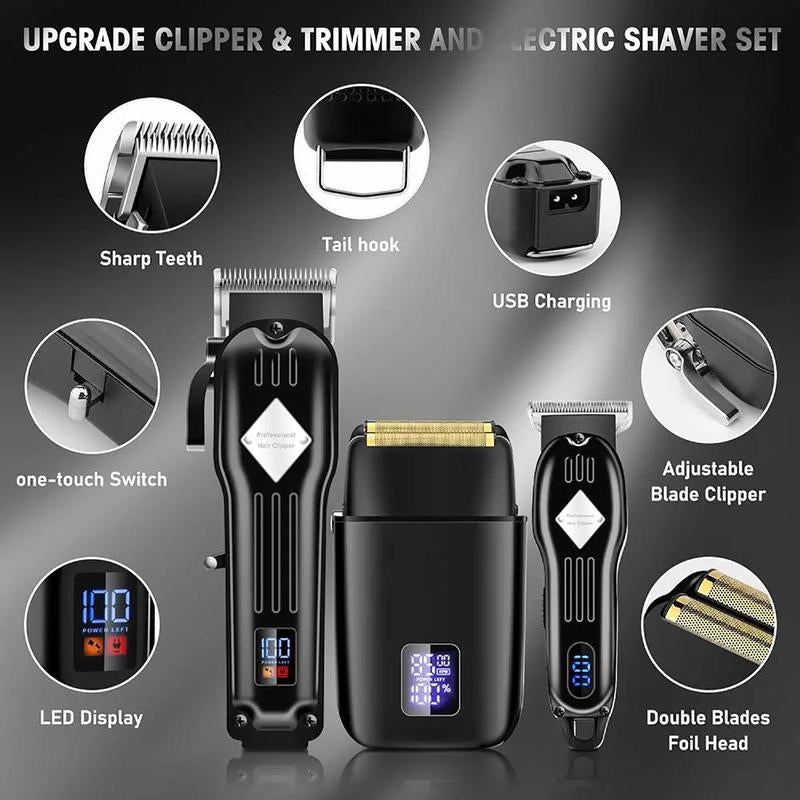 Professional Hair Clipper Set, 1 Set Electric Hair Trimmer Kit, LCD Display Hair Cutting Machines Kit, Winter Gifts for Men, Christmas Gift, Stocking Fillers, New Year Gift, Winter, Barber Kit, Clippers Barber Kit