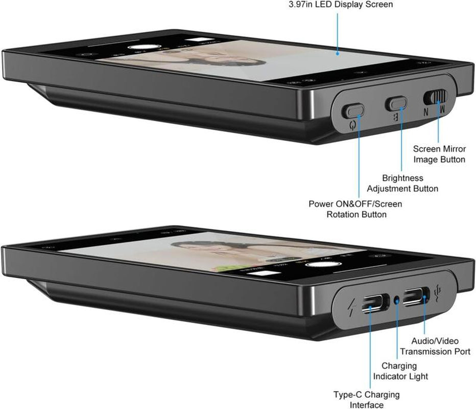 Omnimaster Phone Vlog Selfie Monitor Screen, Using Rear Camera for Selfie Vlog Live Stream (Wireless for Iphone & Android Phone. Wire for Iphone ONLY)