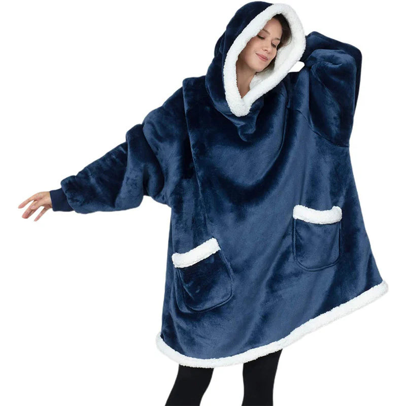 Winter TV Hoodie Blanket Winter Warm Home Clothes Women Men Oversized Pullover with Pockets