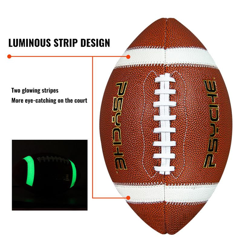 PSYCHE Standard American Rugby Ball Training Ball Glow in the Dark Rugby Ball for Night Games Backyard Rugby Football Game Training Ball