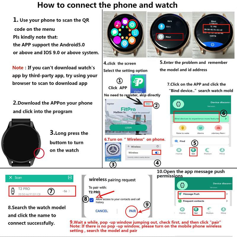 Multifunctional Smart Watch, Fashion Digital Watch with Wireless Call/Dial, Incoming Call Alert & Rejection, Compatible with Iphone, Android Watch, Fitness Watch