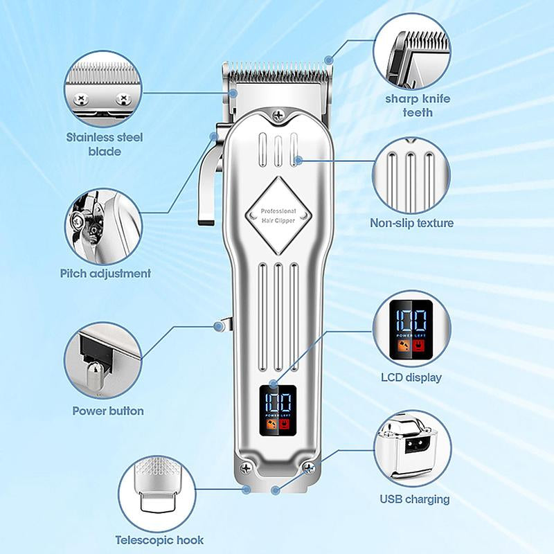 Professional Hair Clipper Set, 1 Set Electric Hair Trimmer Kit, LCD Display Hair Cutting Machines Kit, Winter Gifts for Men, Christmas Gift, Stocking Fillers, New Year Gift, Winter, Barber Kit, Clippers Barber Kit