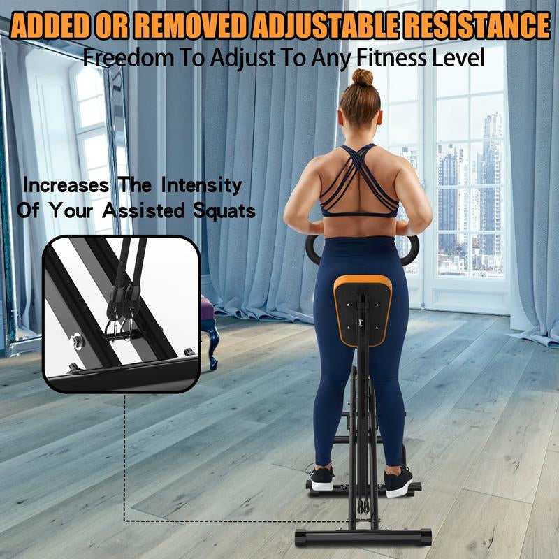 Squat Machine for Home, Assist Trainer for Glutes Workout Foldable with Resistance Bands,Easy Setup & Foldable,Glute & Leg Exercise Machine,330Lbs Weight Capacity.