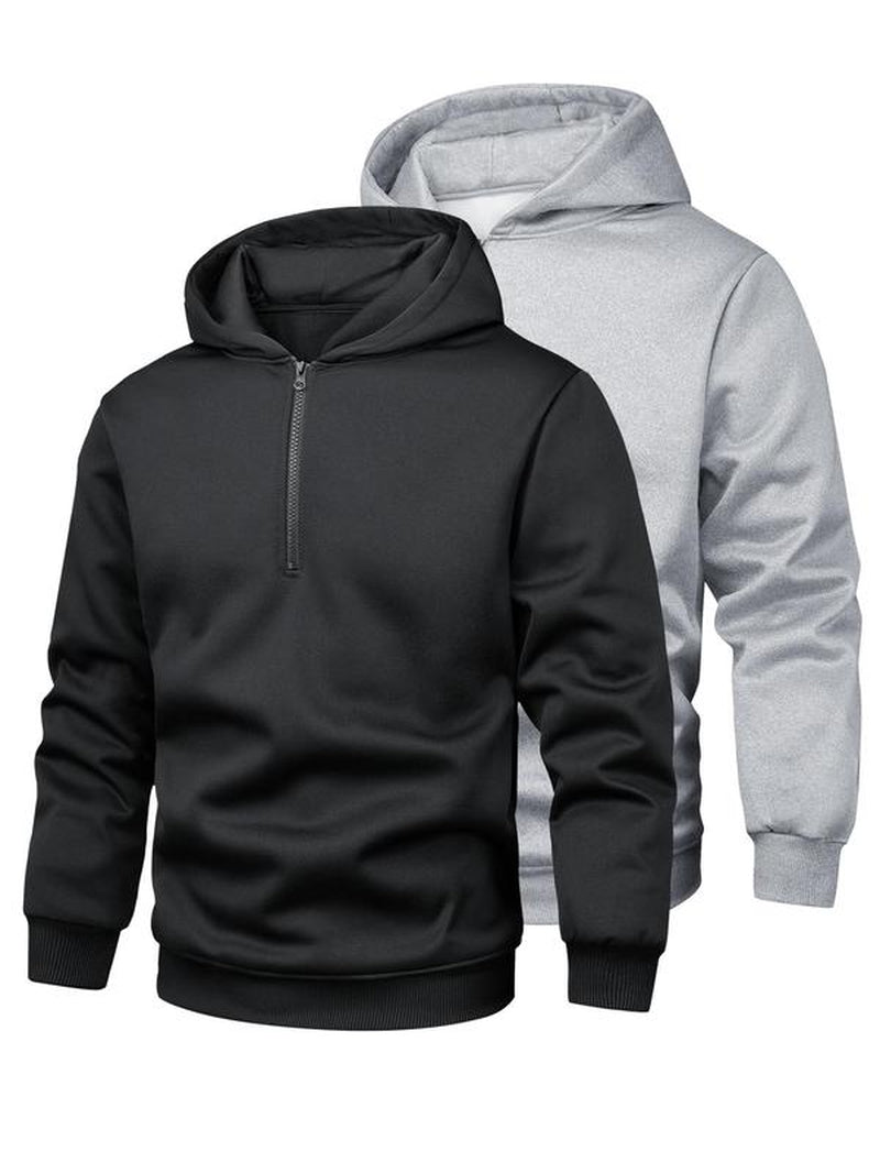 Men'S Solid Zip up Hoodie, Casual Regular Fit Long Sleeve Hooded Sweatshirt for Fall, Men'S Top for Daily Wear