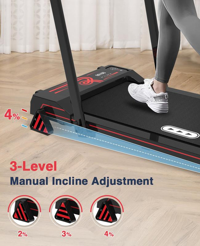 REDLIRO Walking Pad Treadmill with Incline - 2 in 1 Foldable under Desk for Home Office with Handle Bar，Remote Control LED Display Elite Treadmill