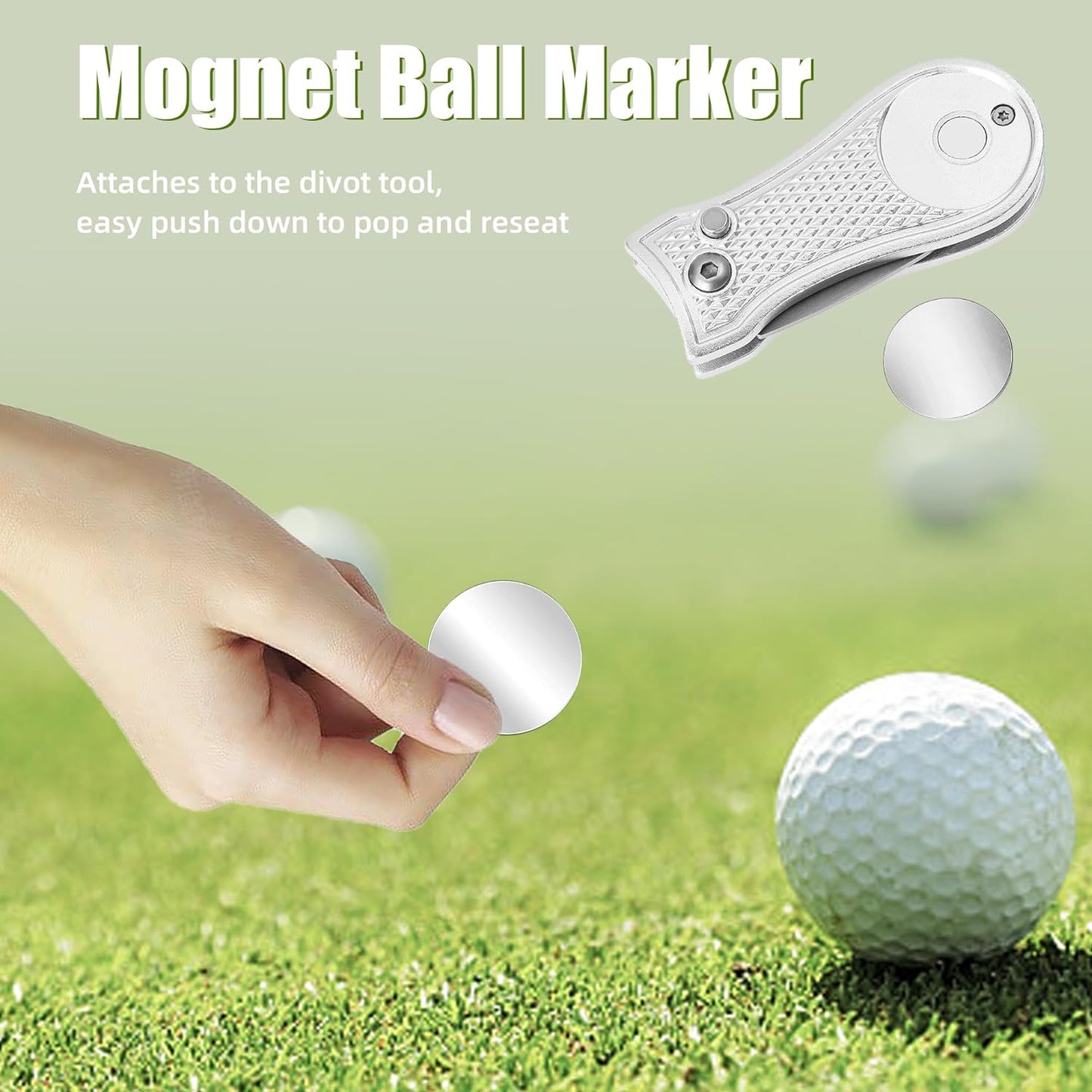 Golf Divot Repair Tool, All Metal Foldable Divot Tool with Pop-Up Button & Magnetic Ball Marker